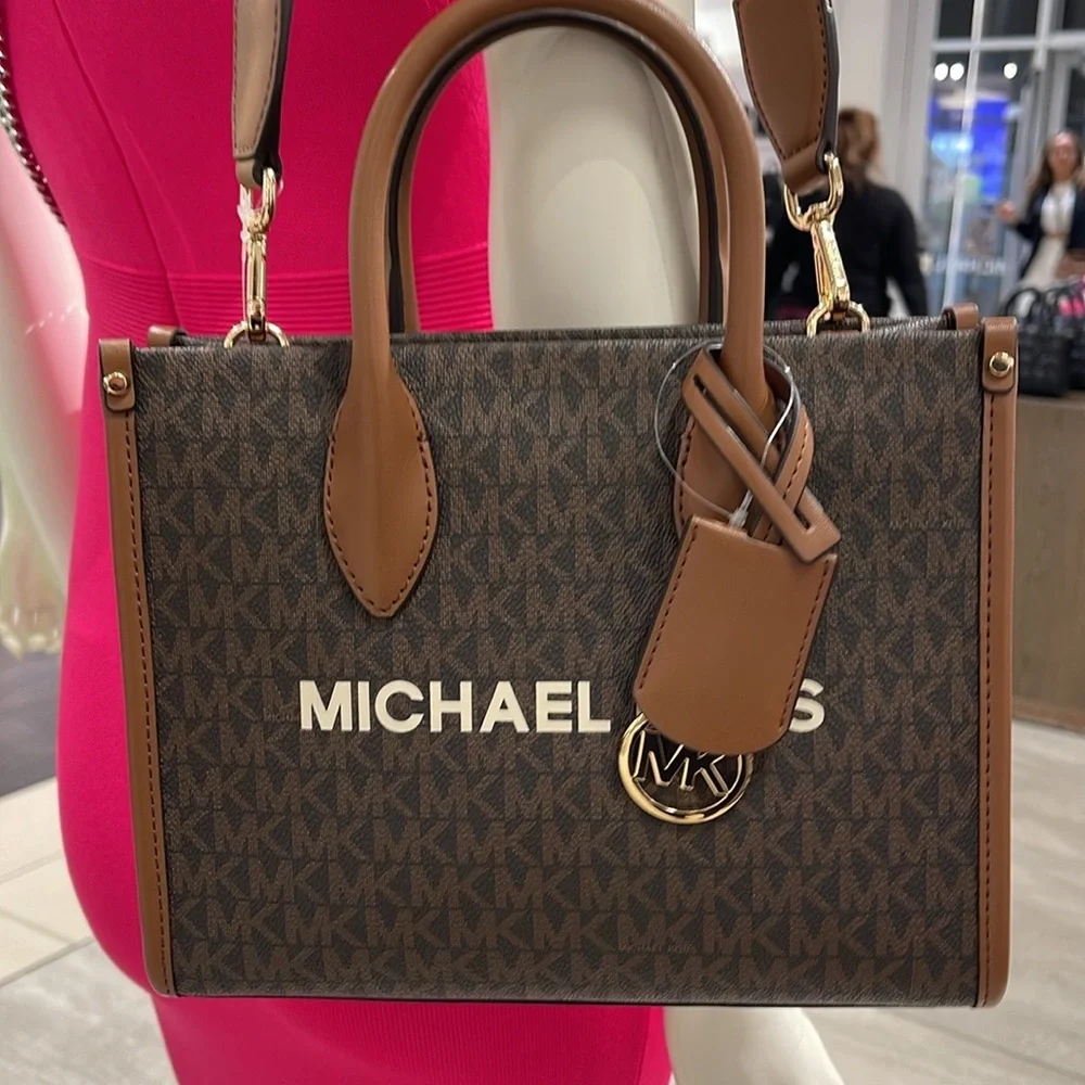 Michael Kors Mirella Small Signature Logo Crossbody Bag Brown NWT
